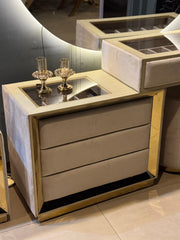 LUXURY BEIGE BED WITH STORAGE COMPARTMENT