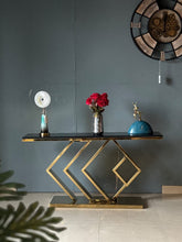 PREMIUM BLACK AND GOLD CONSOLE WITH UNIQUE GOLDEN STAND LUXURY
