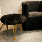 Modern Three legged Furry Metal Stool