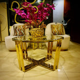 Modern Center Table with Glass Top Set