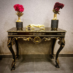 Gold and Black Wooden Console