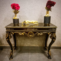 Gold and Black Wooden Console