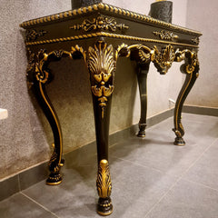 Gold and Black Wooden Console