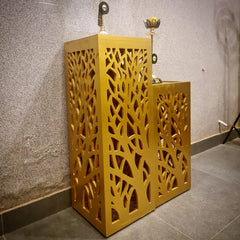 Decoration Wooden Square Stand With Glass top-Pair