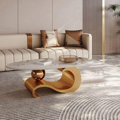 ABSTRACT DESIGN MARBLE COFFEE TABLE