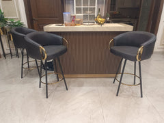 TOP TIER BLACK REVOLVING BAR STOOLS (PAIR)