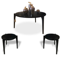 Minimalist Round Black Center Table Set