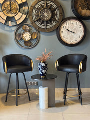 TOP TIER BLACK REVOLVING BAR STOOLS (PAIR)