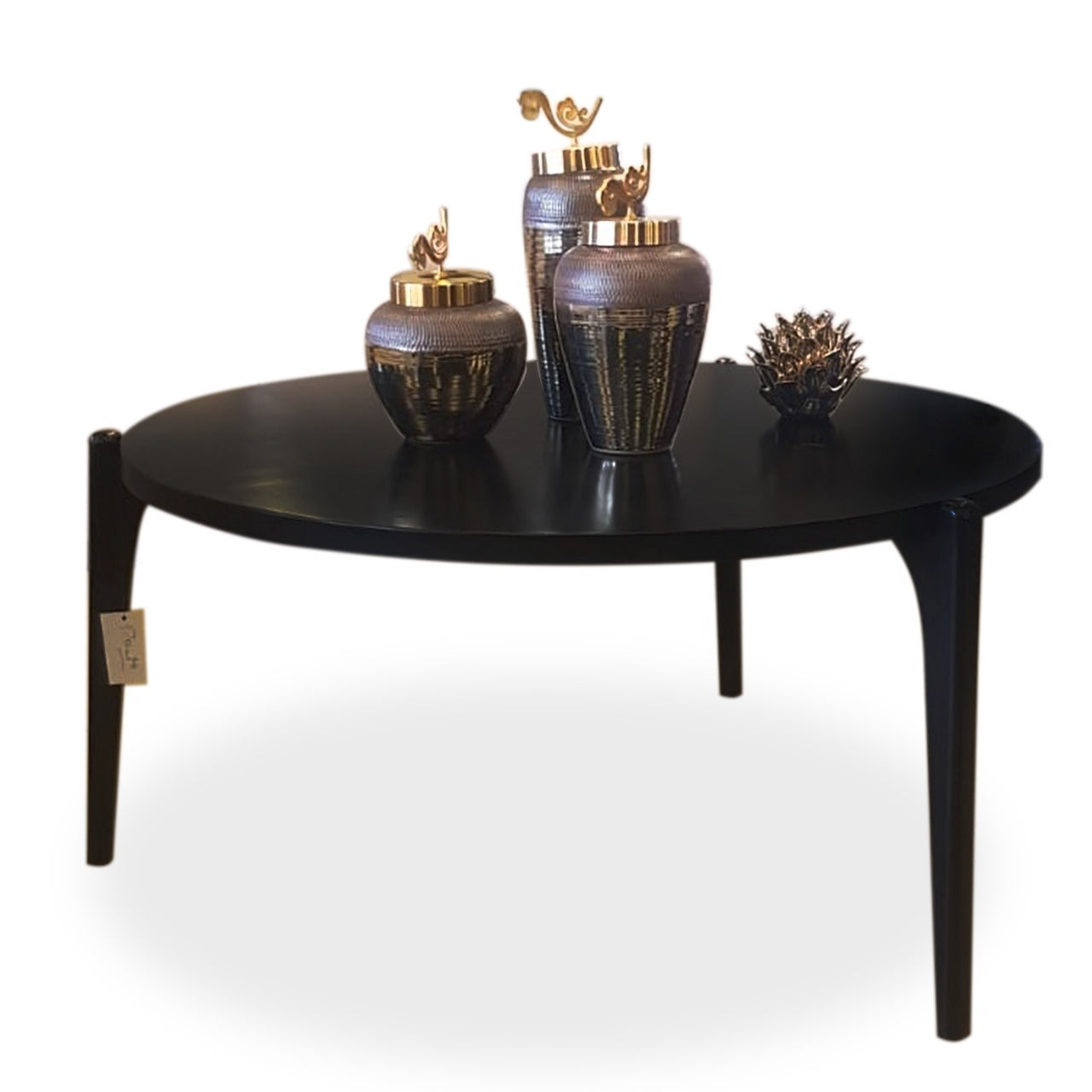 Minimalist Round Black Center Table Set