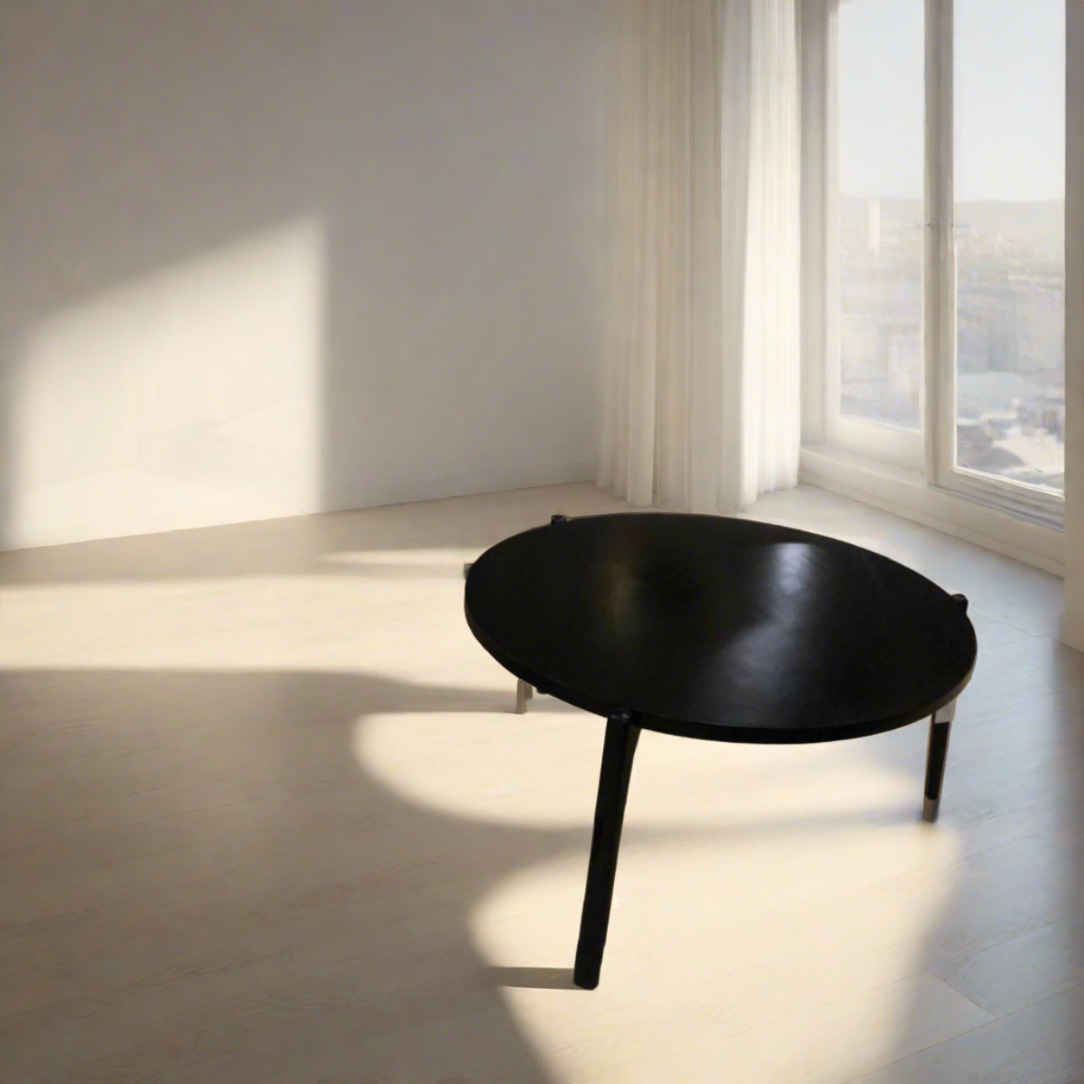 Minimalist Round Black Center Table Set