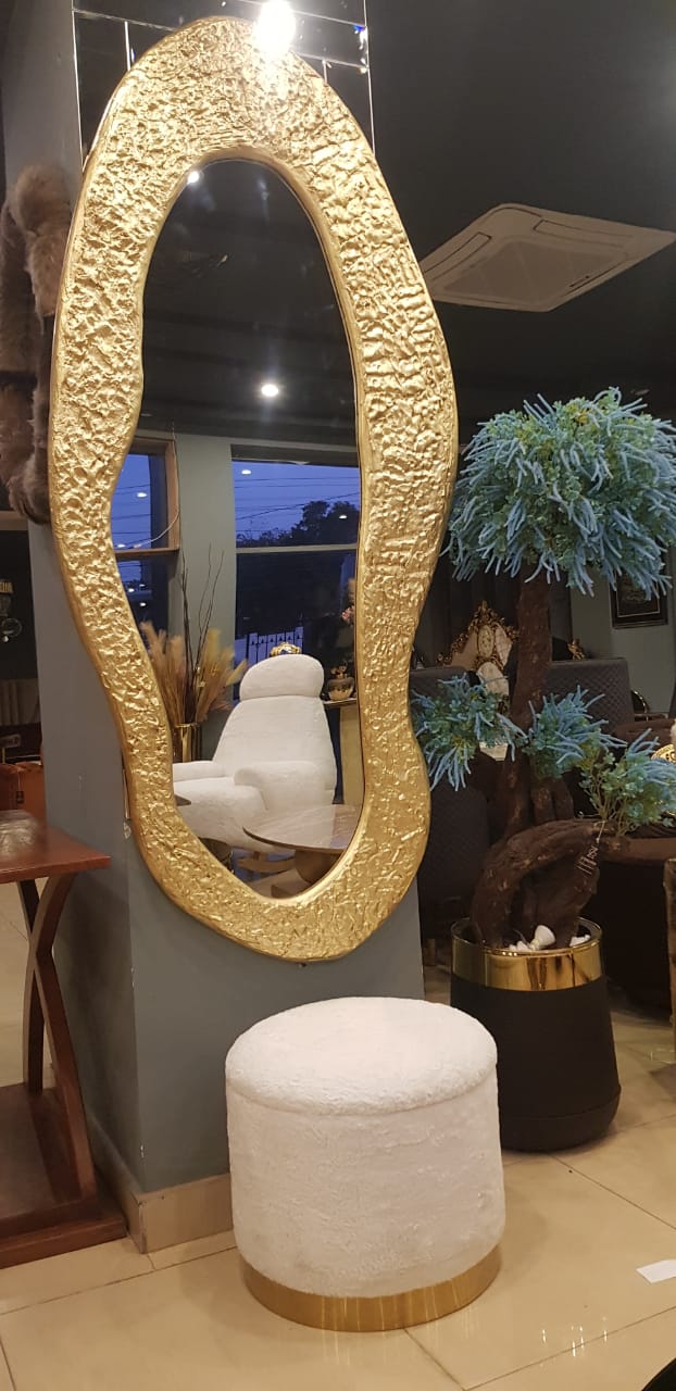 Golden Accent Wall Mirror with Frame (7 Ft Height)