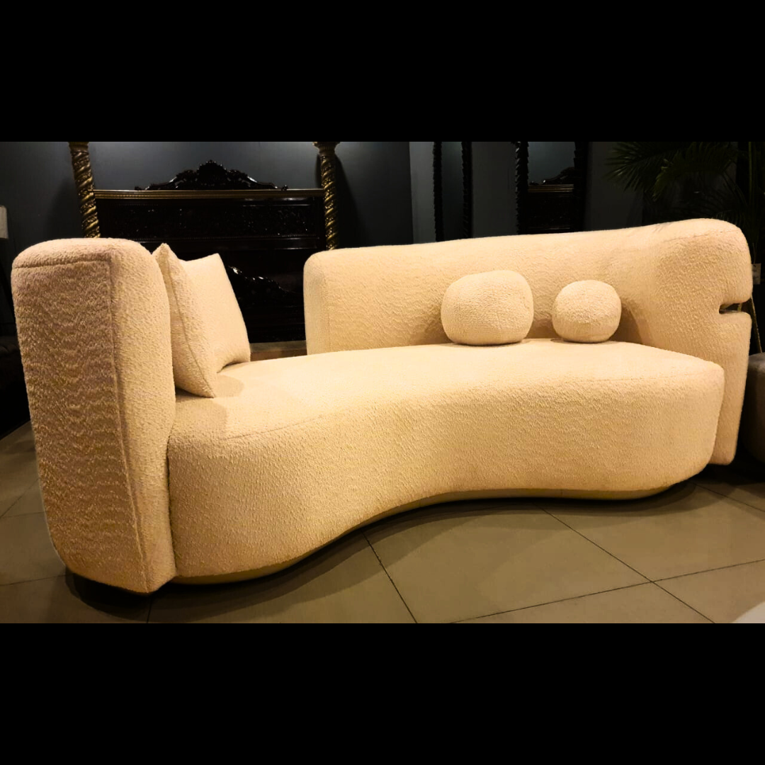 Modren Semi Round Cloud Boucle Sectional Sofa 4 Seater