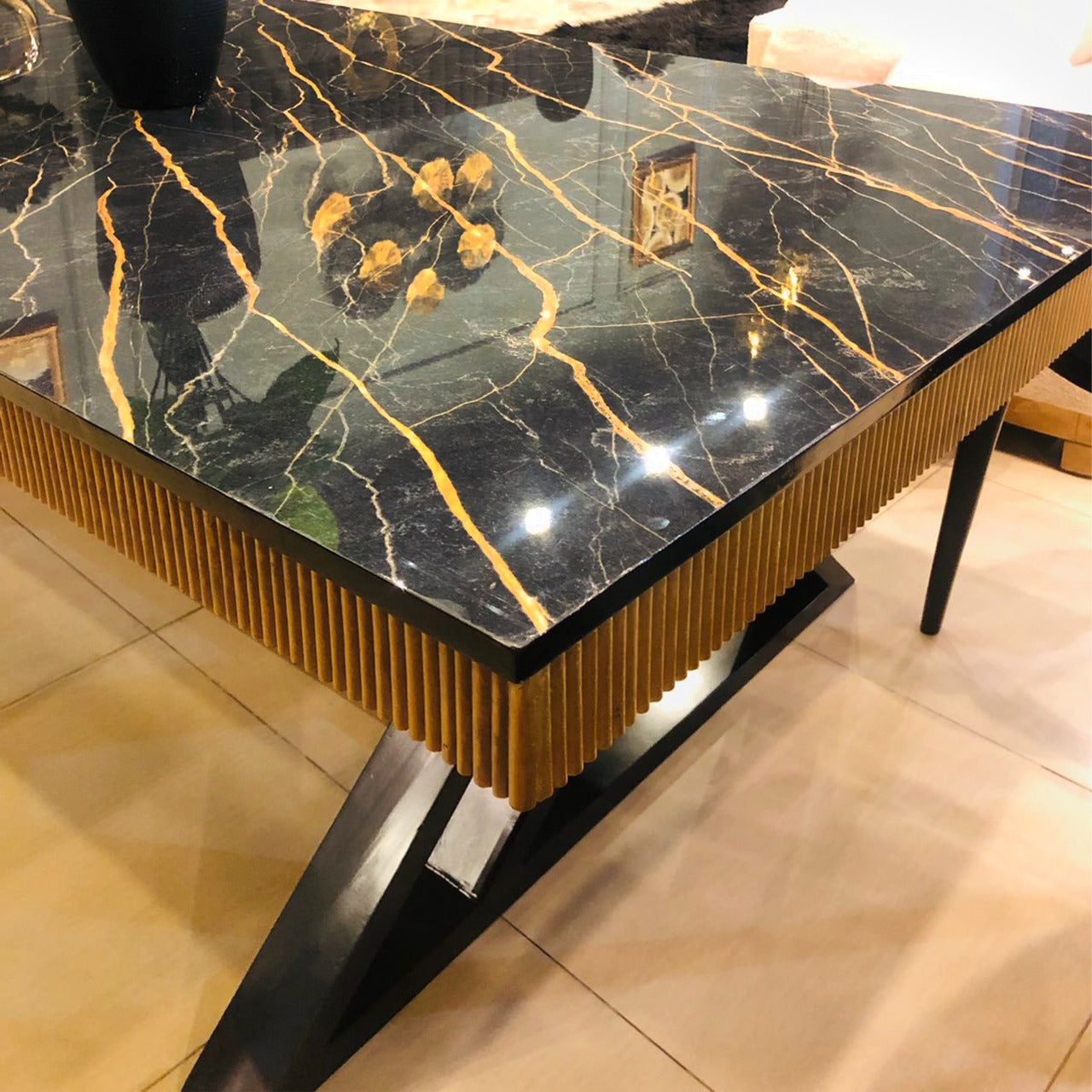 Modern Dining table marble texture wooden