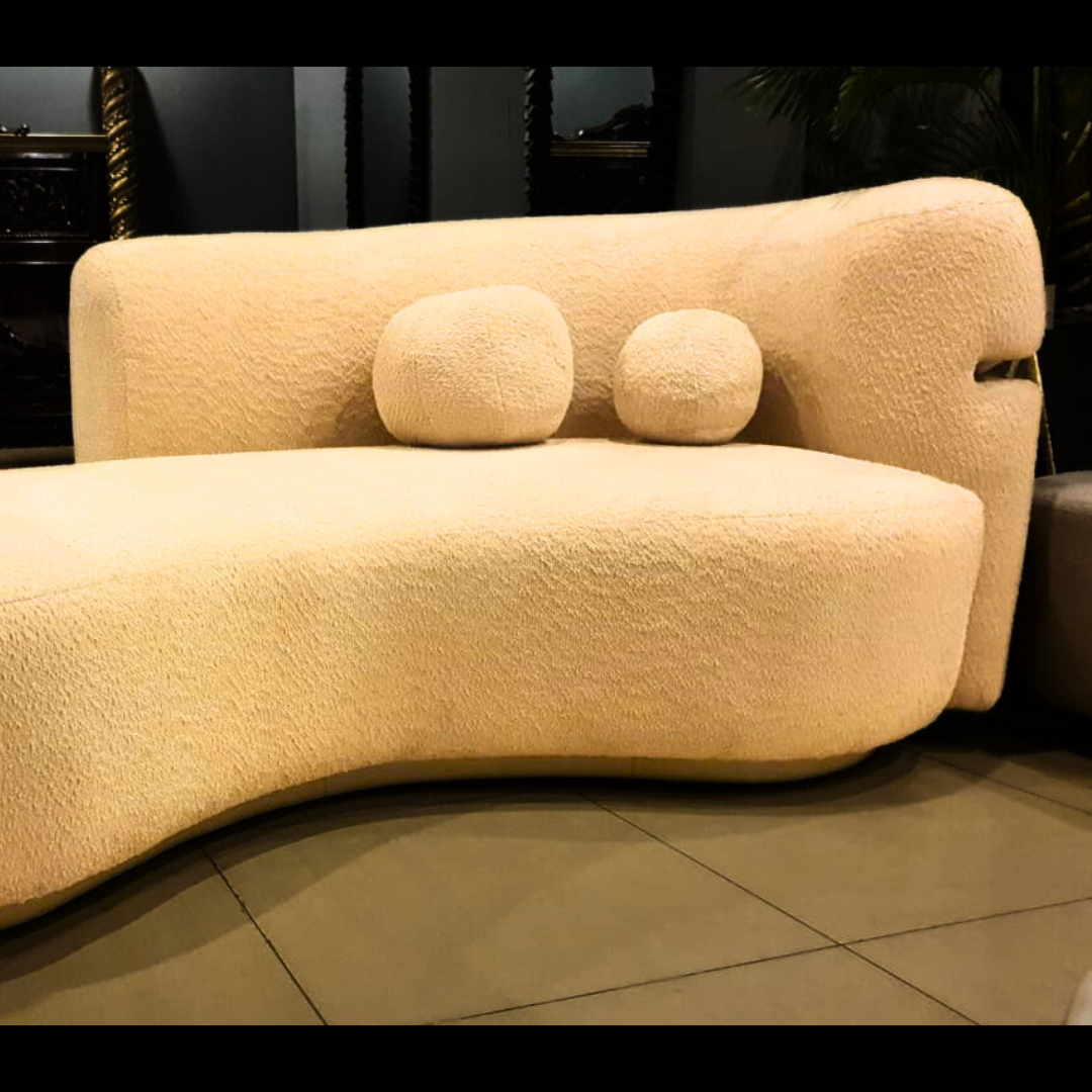 Modren Semi Round Cloud Boucle Sectional Sofa 4 Seater