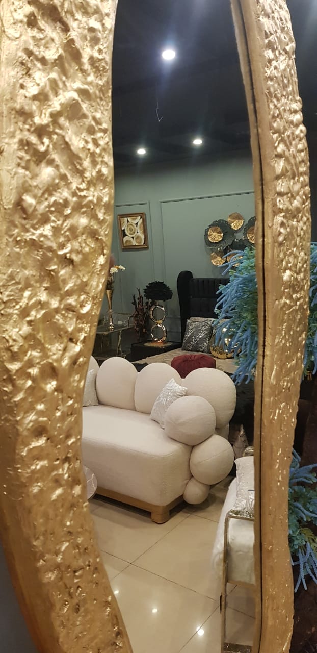 Golden Accent Wall Mirror with Frame (7 Ft Height)