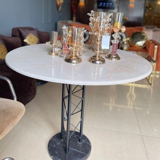 White Round Marble Table - Zeegalleria