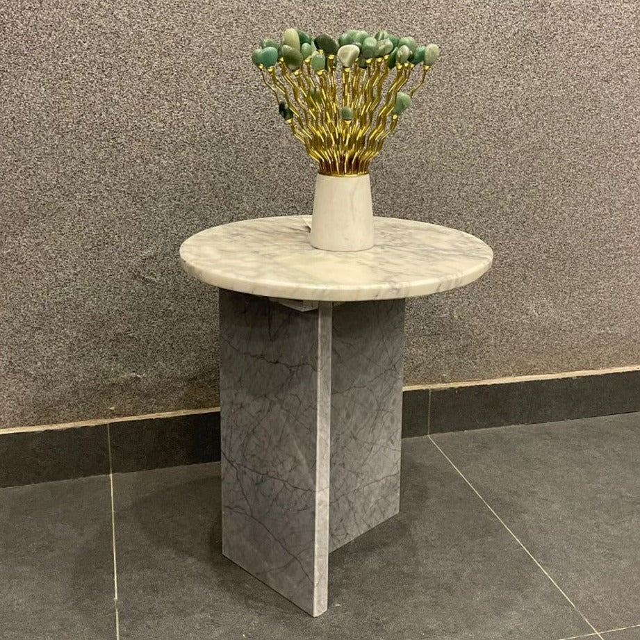 Mini Mabul Table Harmon White Marble Accent Table – Zeegalleria
