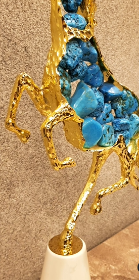 Luxury Inlay Natural Stone Glazed Horse Statue - Zeegalleria