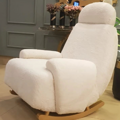 Nordic White Boucle Sherpa Rocking Chair & Lounge Chair - Zeegalleria