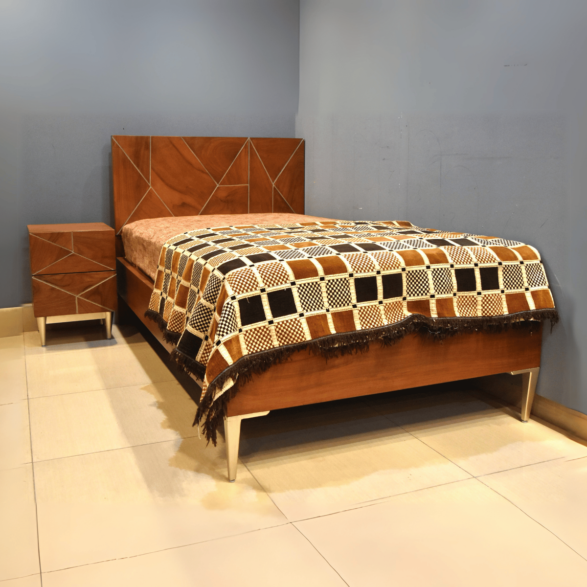 Solid Wood Modern Single Bed