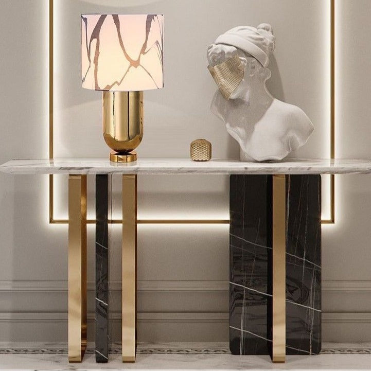 SS Strip Marble Table Console - Zeegalleria