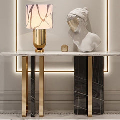 SS Strip Marble Table Console - Zeegalleria