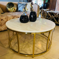 Modern Marble center Table with 2 Side Tables - Zeegalleria