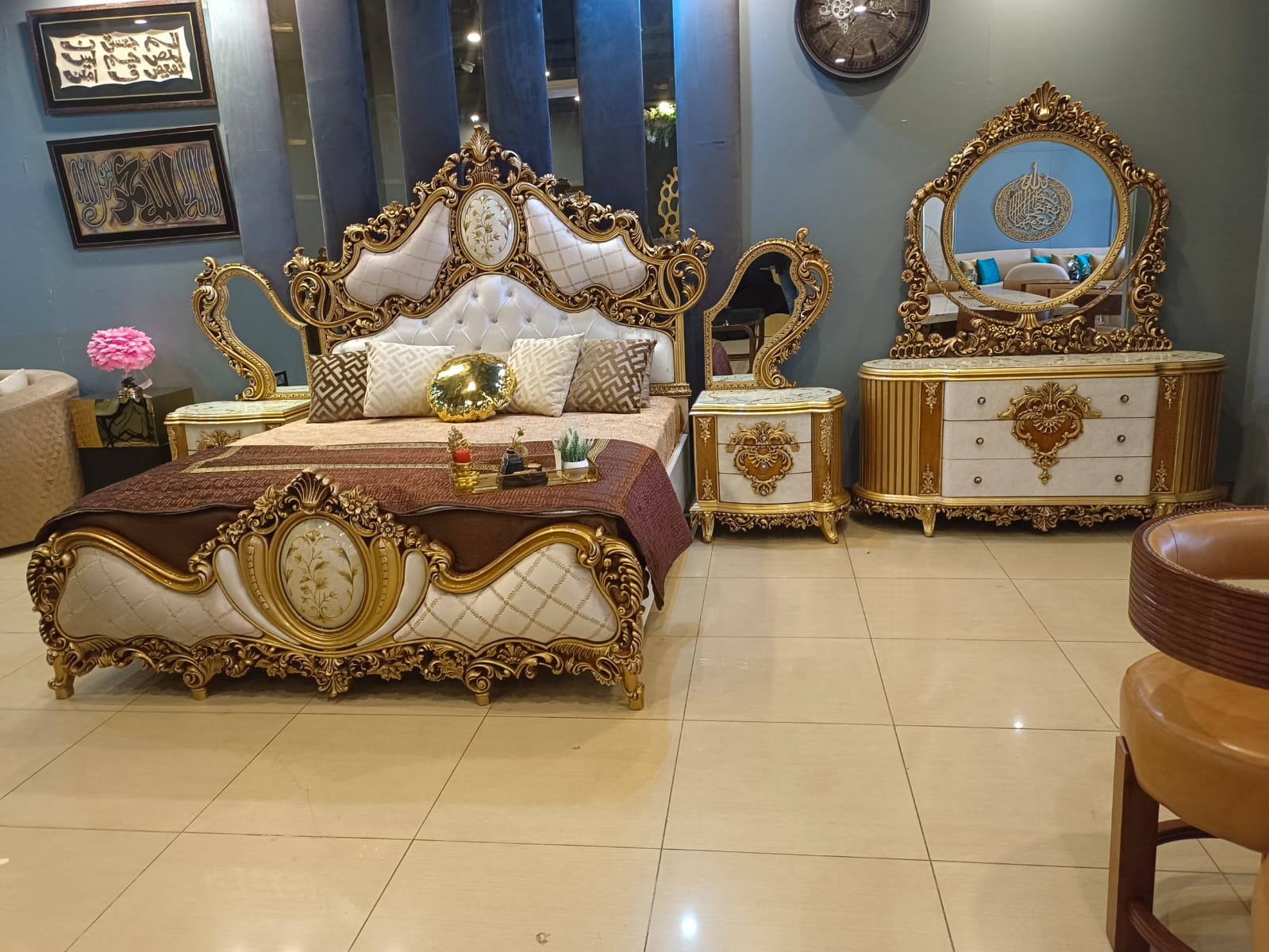 Royal Bed with Side Tables & Dressing Table