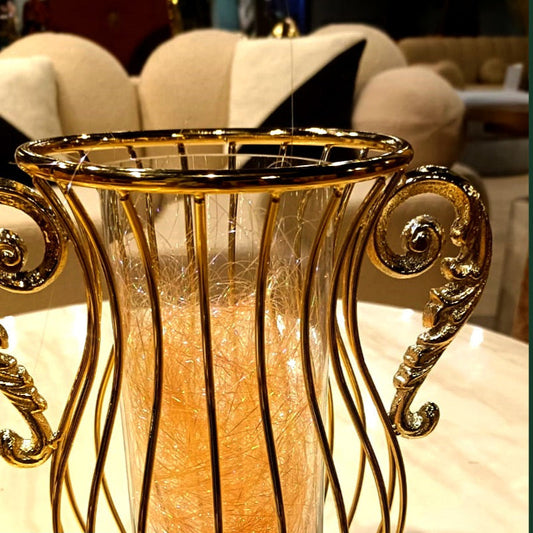 Stainless Steel Gold with Crystal Vase