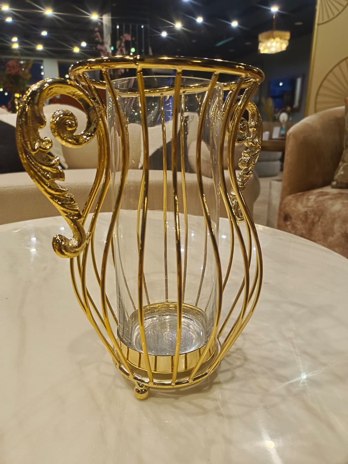 Stainless Steel Gold with Crystal Vase