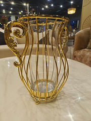 Stainless Steel Gold with Crystal Vase