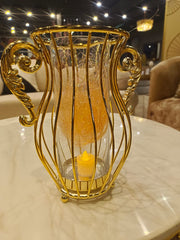 Stainless Steel Gold with Crystal Vase