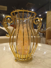 Stainless Steel Gold with Crystal Vase