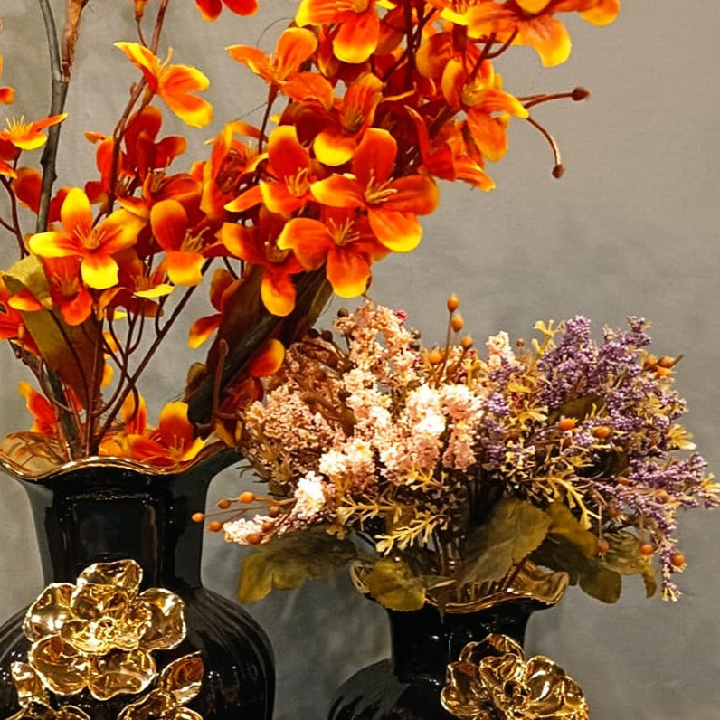 Ceramic Vase Black and Gold - Set