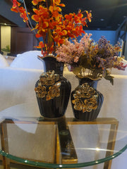 Ceramic Vase Black and Gold - Set