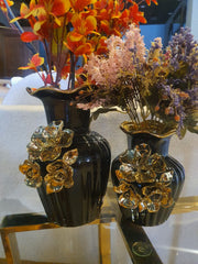 Ceramic Vase Black and Gold - Set