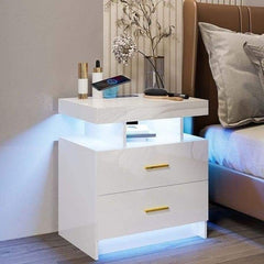 Modern Night Stands with Built-In Lighting – Elegant & Functional Pair