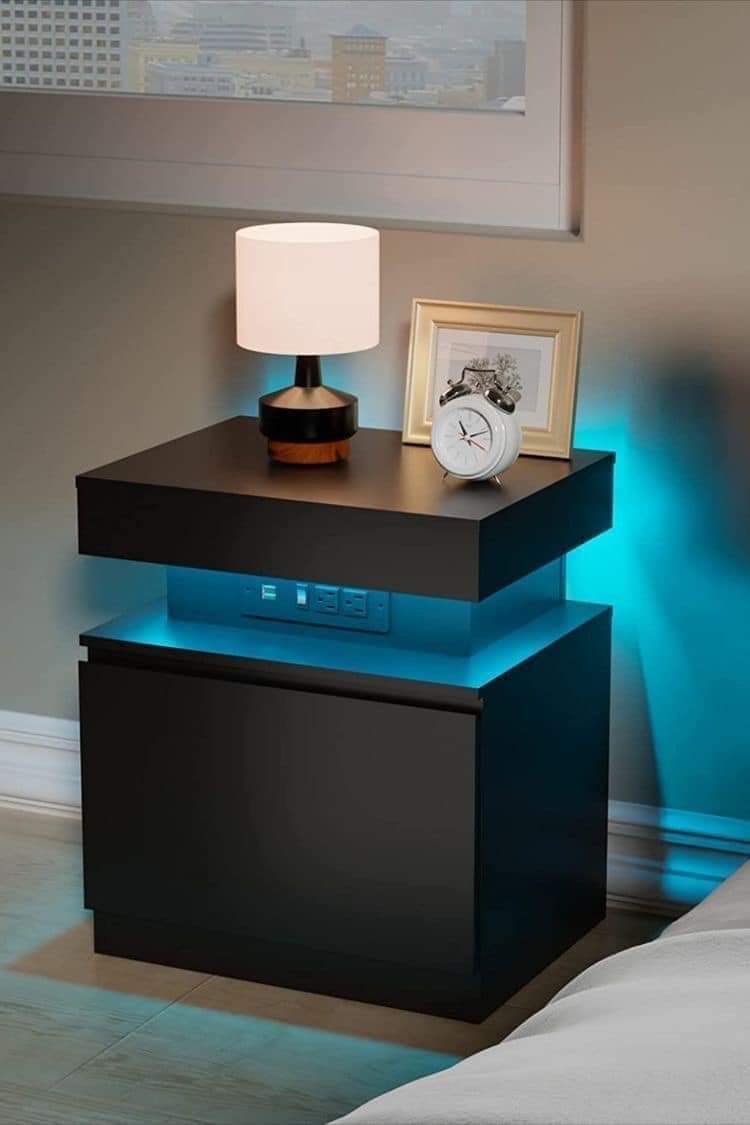 Modern Night Stands with Built-In Lighting – Elegant & Functional Pair