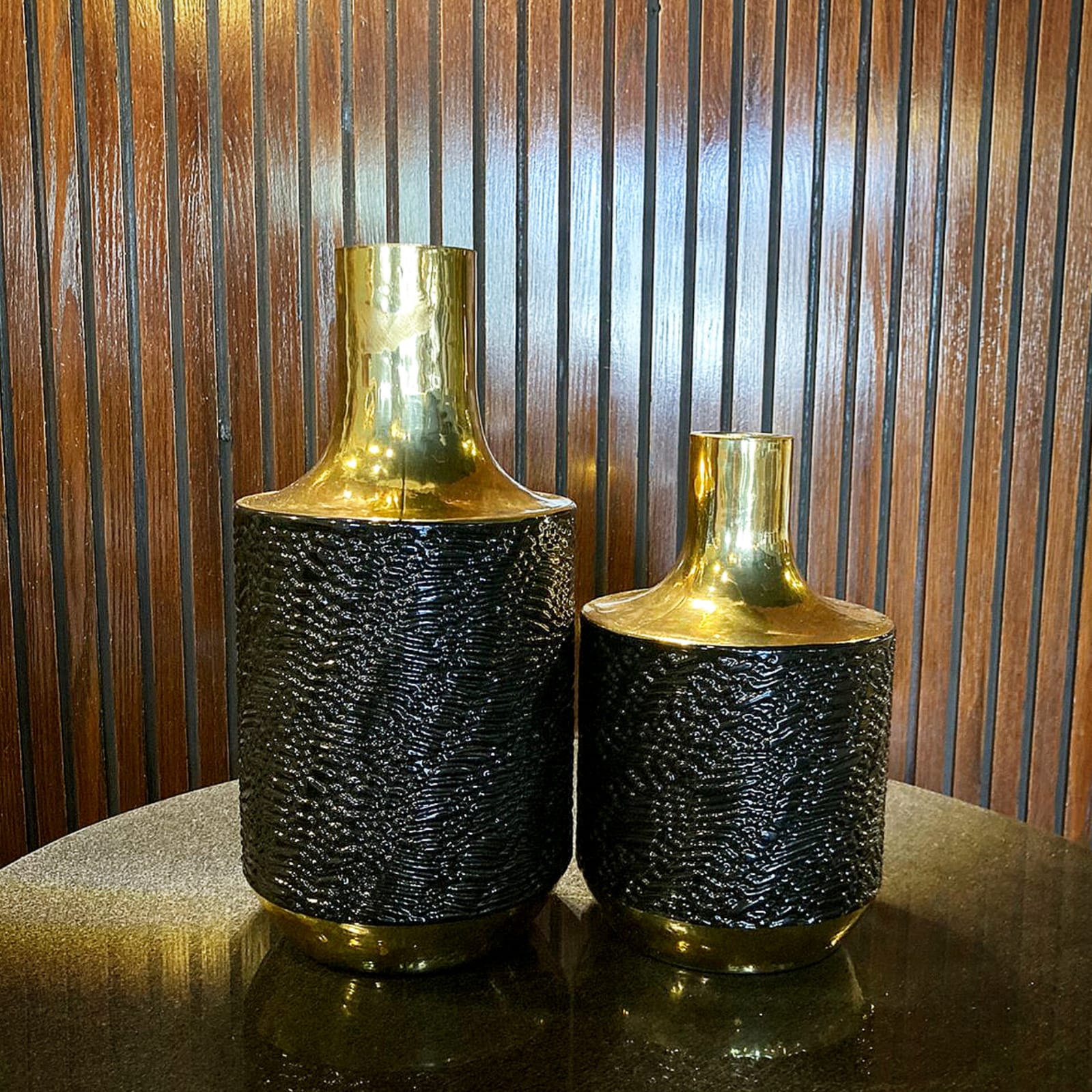 Vintage Black and Gold Alligator  Vases  Flower Vases Small