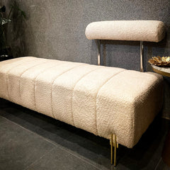 Upholstered Bench with Gold Metal Legs