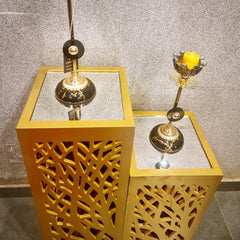 Decoration Wooden Square Stand With Glass top-Pair