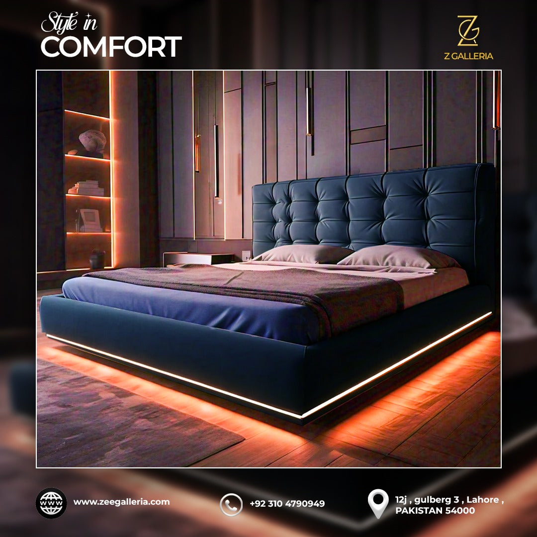 ROYAL BLUE FLOATING LUXURIOUS BED