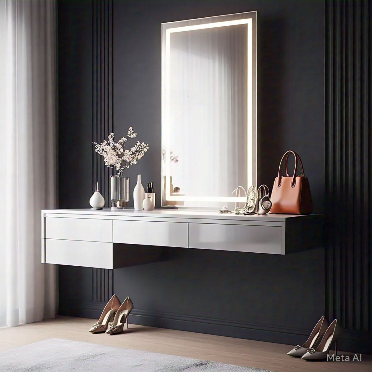 Dressing table and mirror combo