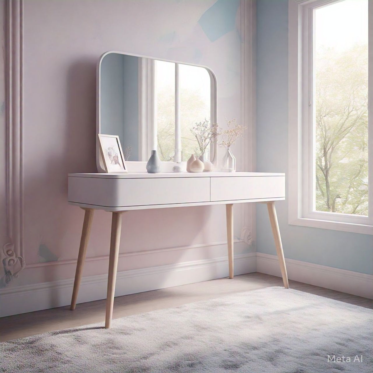 Modern white dressing table