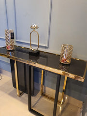 Stainless Steel Gold Marble Table Console