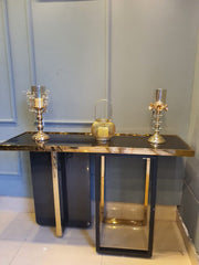 Stainless Steel Gold Marble Table Console