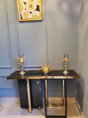 Stainless Steel Gold Marble Table Console