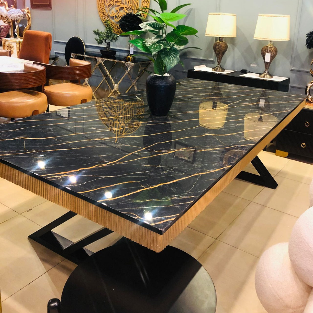 Modern Dining table marble texture wooden