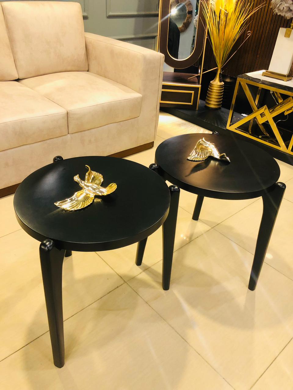 Minimalist Round Black Center Table Set
