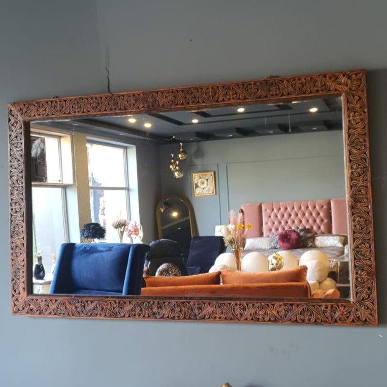Solid Wood Carving Frame Mirror